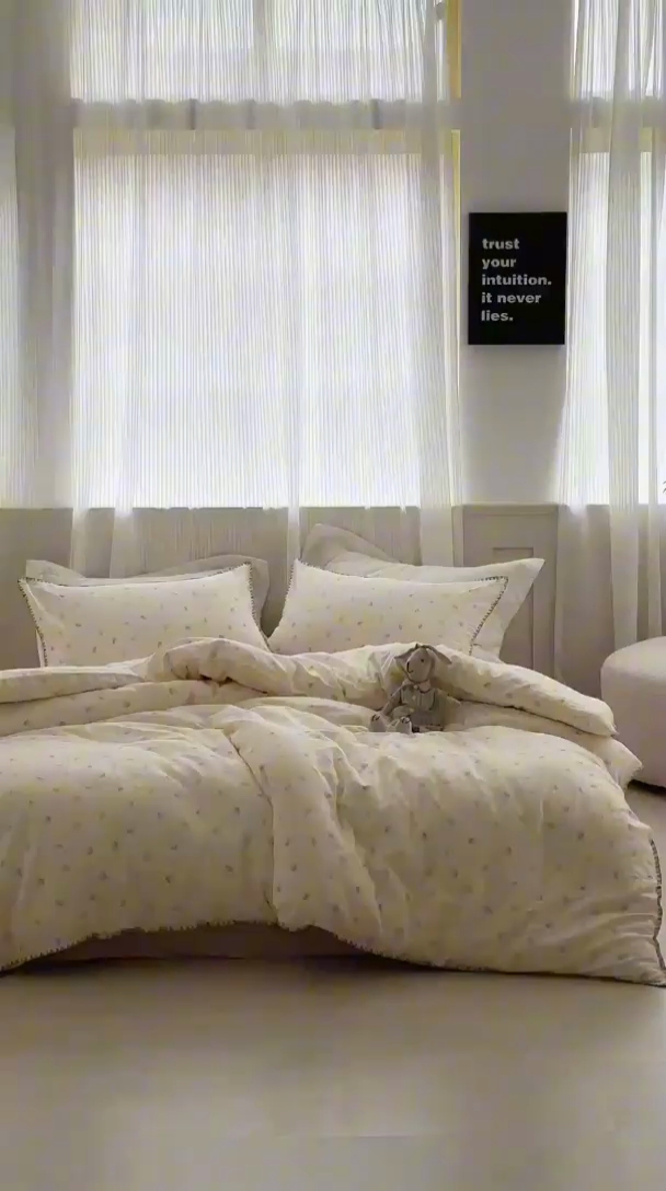 91家纺网 家纺一手货源 找家纺 洋铭区（原狠狠爱） 2025新款全棉彩边双层四件套 波澜紫心