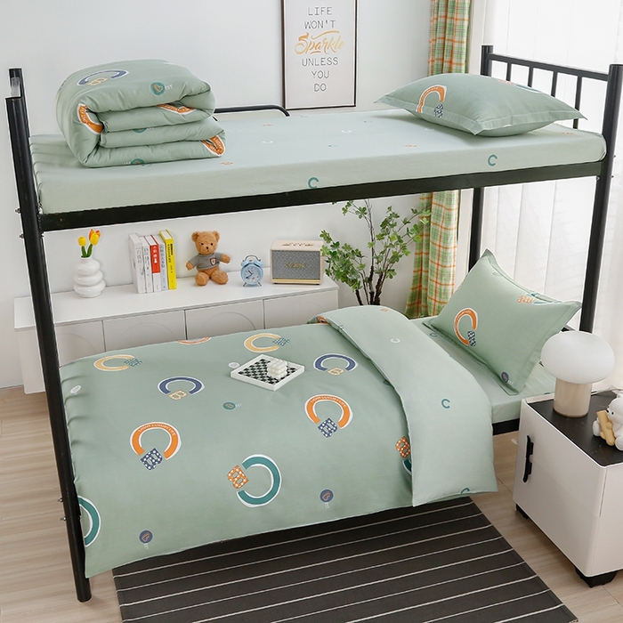 91家纺网 家纺一手货源 找家纺 乐旗家纺 2025新款A类AB版全棉环保印花学生上下铺宿舍三件套六件套 维卡