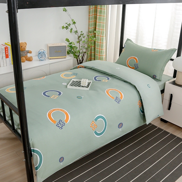 91家纺网 家纺一手货源 找家纺 乐旗家纺 2025新款A类AB版全棉环保印花学生上下铺宿舍三件套六件套 维卡