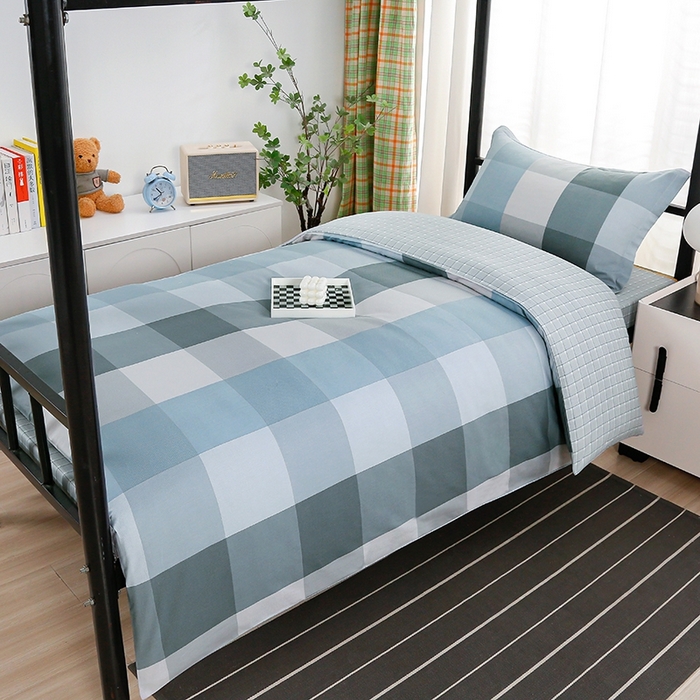 91家纺网 家纺一手货源 找家纺 乐旗家纺 2025新款A类AB版全棉环保印花学生上下铺宿舍三件套六件套 摩卡格调