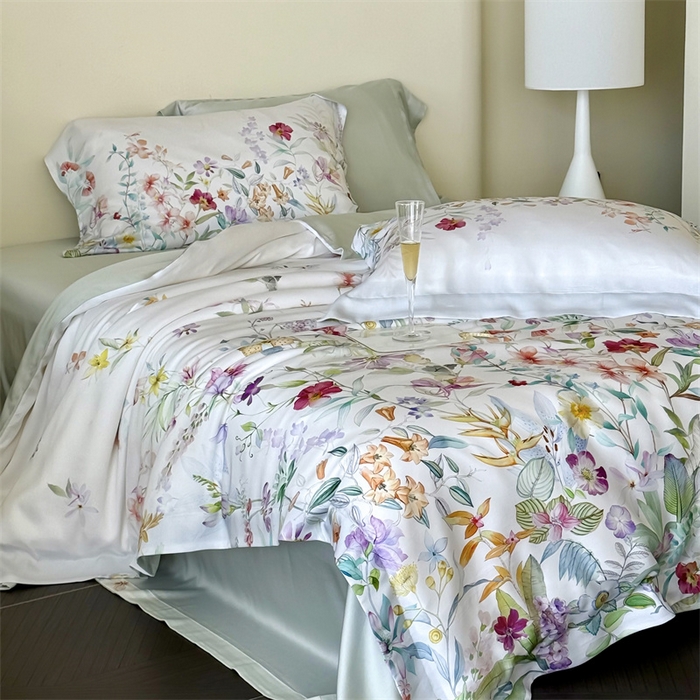 91家纺网 家纺一手货源 找家纺 馨蕊家居 2025新款80SLF奥地利兰精天丝夏被四件套-知否 风格一 夏被知否-月光白