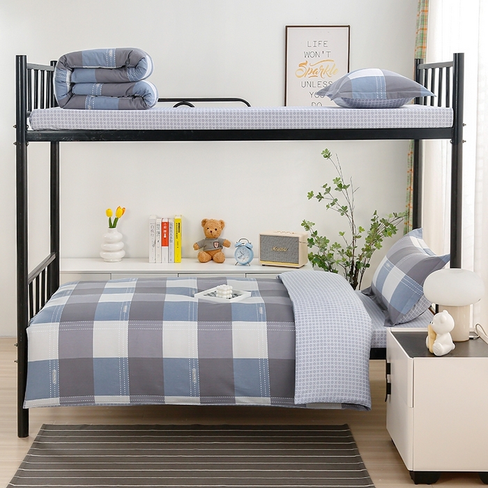 91家纺网 家纺一手货源 找家纺 乐旗家纺 2025新款A类AB版全棉环保印花学生上下铺宿舍三件套六件套 莫斯格