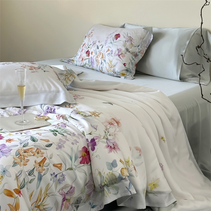 91家纺网 家纺一手货源 找家纺 馨蕊家居 2025新款80SLF奥地利兰精天丝四件套-知否 天丝知否-月光白