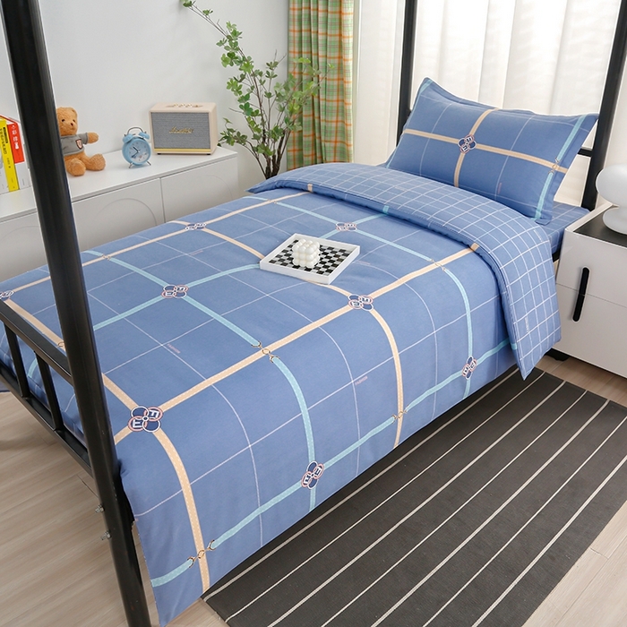 91家纺网 家纺一手货源 找家纺 乐旗家纺 2025新款A类AB版全棉环保印花学生上下铺宿舍三件套六件套 萨尔