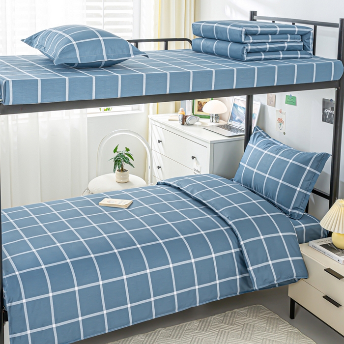 91家纺网 家纺一手货源 找家纺 上学郎家居 2025新款全棉13372学生三件套100棉单人床纯棉六件套学生宿舍床上用品 海兰格