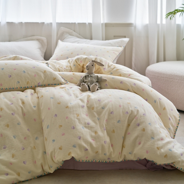 91家纺网 家纺一手货源 找家纺 洋铭区（原狠狠爱） 2025新款全棉彩边双层四件套 波澜紫心