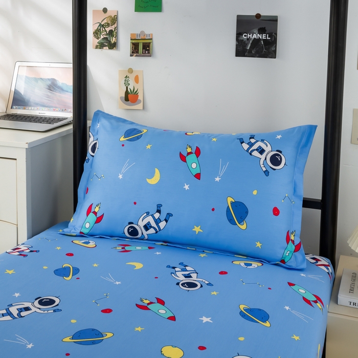 91家纺网 家纺一手货源 找家纺 上学郎家居 2025新款全棉13372学生三件套100棉单人床纯棉六件套学生宿舍床上用品 梦想太空