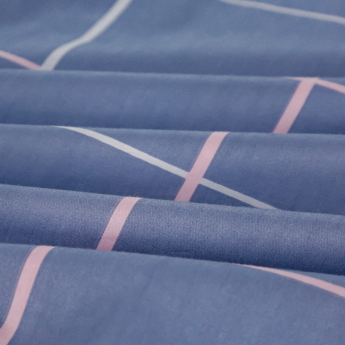 91家纺网 家纺一手货源 找家纺 乐旗家纺 2025新款A类AB版全棉环保印花学生上下铺宿舍三件套六件套 素雅格调-蓝