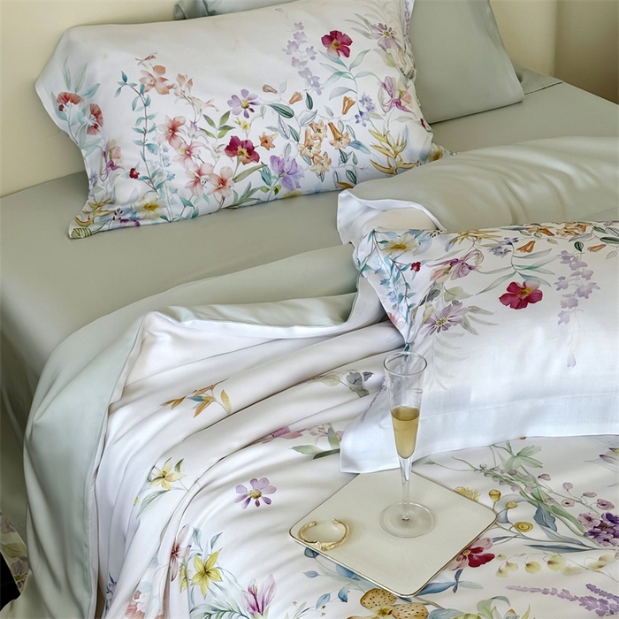 91家纺网 家纺一手货源 找家纺 馨蕊家居 2025新款80SLF奥地利兰精天丝四件套-知否 天丝知否-月光白