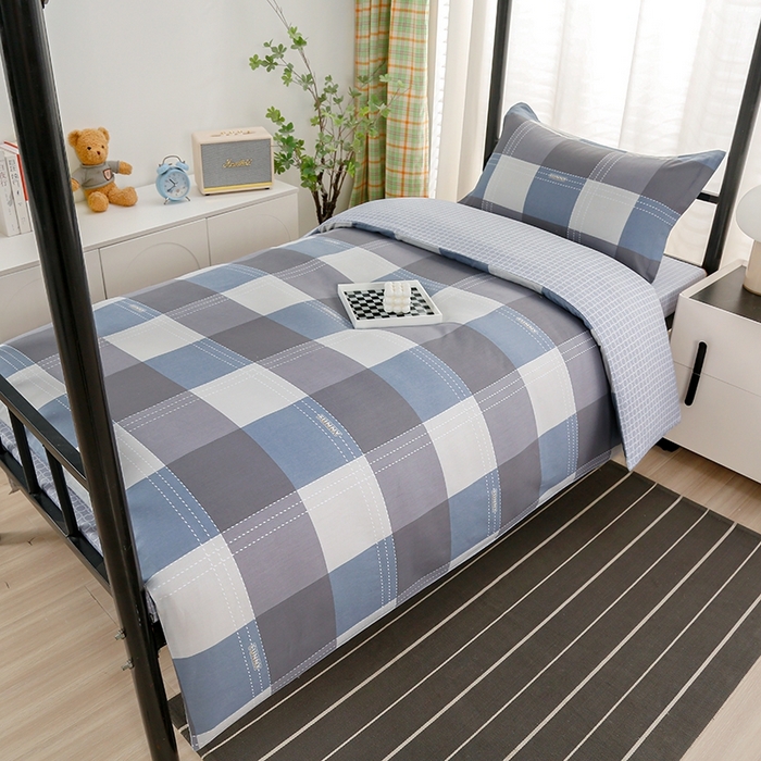 91家纺网 家纺一手货源 找家纺 乐旗家纺 2025新款A类AB版全棉环保印花学生上下铺宿舍三件套六件套 莫斯格