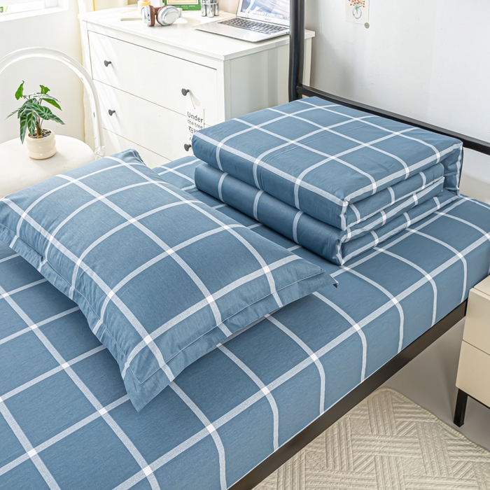 91家纺网 家纺一手货源 找家纺 上学郎家居 2025新款全棉13372学生三件套100棉单人床纯棉六件套学生宿舍床上用品 海兰格