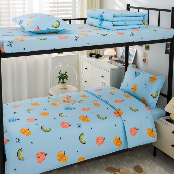 91家纺网 家纺一手货源 找家纺 上学郎家居 2025新款全棉13372学生三件套100棉单人床纯棉六件套学生宿舍床上用品 田园风情