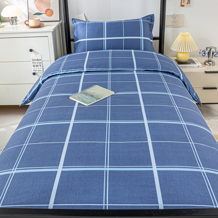 91家纺网 家纺一手货源 找家纺 上学郎家居 2025新款全棉13372学生三件套100棉单人床纯棉六件套学生宿舍床上用品 千百度