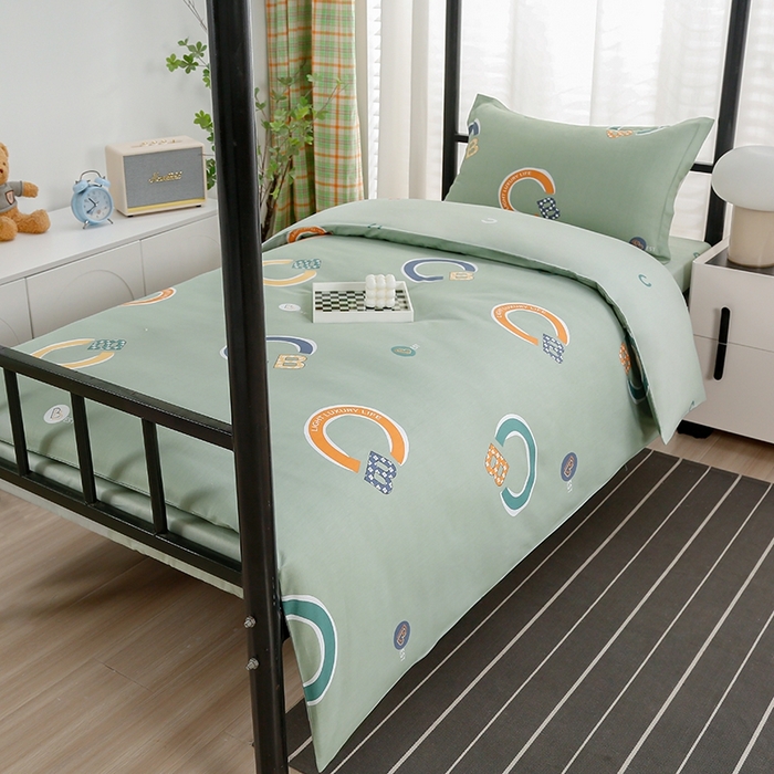 91家纺网 家纺一手货源 找家纺 乐旗家纺 2025新款A类AB版全棉环保印花学生上下铺宿舍三件套六件套 维卡