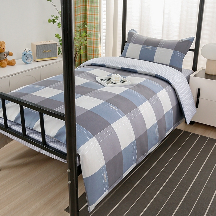 91家纺网 家纺一手货源 找家纺 乐旗家纺 2025新款A类AB版全棉环保印花学生上下铺宿舍三件套六件套 莫斯格