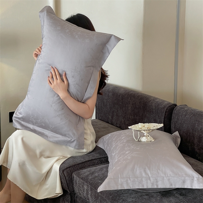 91家纺网 家纺一手货源 找家纺 凡客家居 2025新款100支（5050双股）长绒棉全棉提花四件套 陌上枝头-高级灰