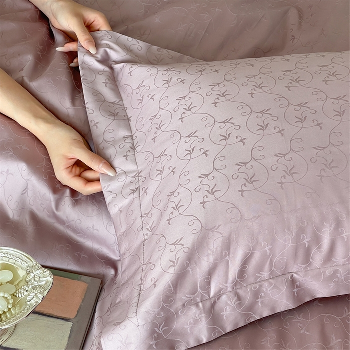 91家纺网 家纺一手货源 找家纺 凡客家居 2025新款100支（5050双股）长绒棉全棉提花四件套 克洛伊-莫奈紫