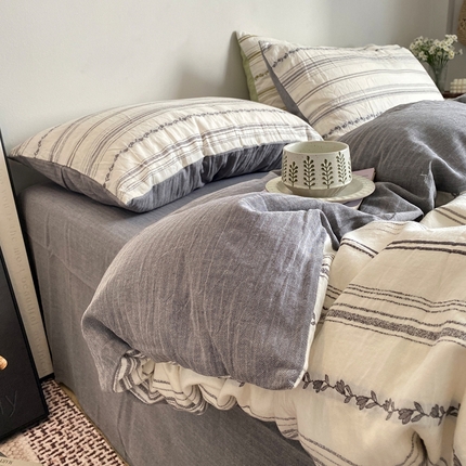 艾咪-Amy ntmy 2025新款全棉色织小提花四件套-茵律 茵律-灰