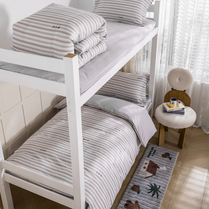 91家纺网 家纺一手货源 找家纺 锦罗绣 2025新款全棉双层纱学生套件三件套 寂羽