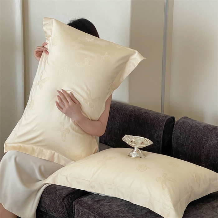 91家纺网 家纺一手货源 找家纺 凡客家居 2025新款100支（5050双股）长绒棉全棉提花四件套 花间集-浅香槟