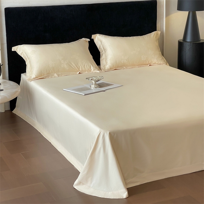 91家纺网 家纺一手货源 找家纺 凡客家居 2025新款100支（5050双股）长绒棉全棉提花四件套 花间集-浅香槟