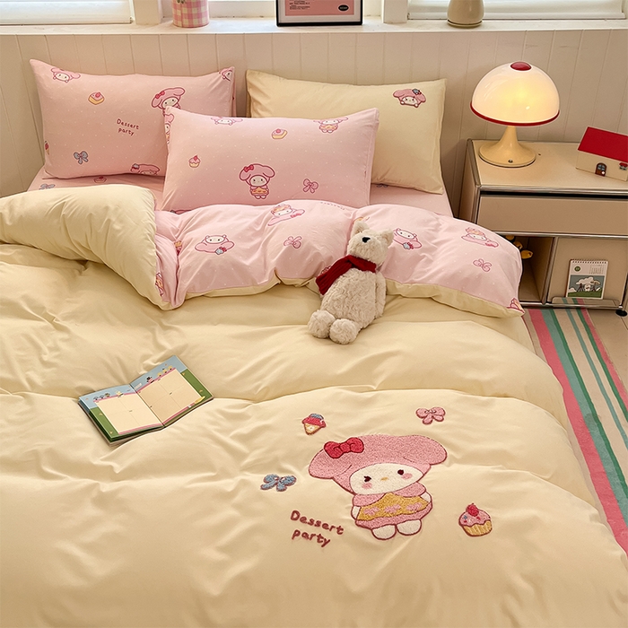 91家纺网 家纺一手货源 找家纺 如一 2025新款A类卡通印加毛巾绣水洗云朵棉四件套（提供买家秀） 美美蒂