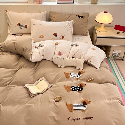 91家纺网 家纺一手货源 找家纺 （总）如一 2025新款A类卡通印加毛巾绣水洗云朵棉四件套（提供买家秀）