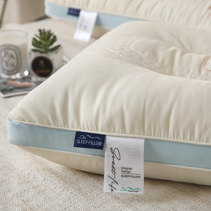 91家纺网 家纺一手货源 找家纺 雅晨枕芯工厂店 2025新款羊绒蛋白护颈枕枕头枕芯 蓝色 48x74cm中枕/只