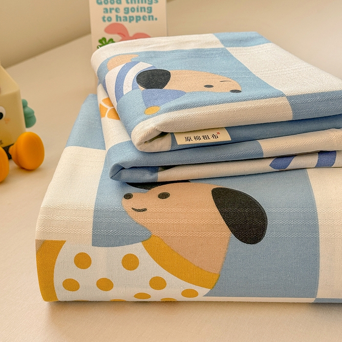 爱彼家纺 2025新款原棉老粗布床单床单单件凉席席子 腊肠狗-蓝