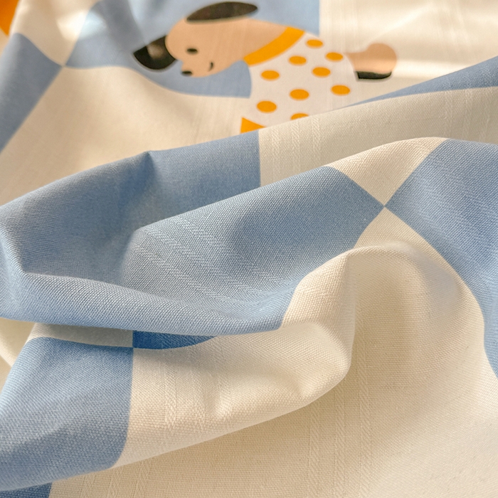 91家纺网 家纺一手货源 找家纺 爱彼家纺 2025新款原棉老粗布床单床单单件凉席席子 腊肠狗-蓝