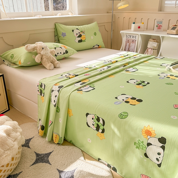 91家纺网 家纺一手货源 找家纺 爱彼家纺 2025新款原棉老粗布床单床单单件凉席席子 熊猫乐园