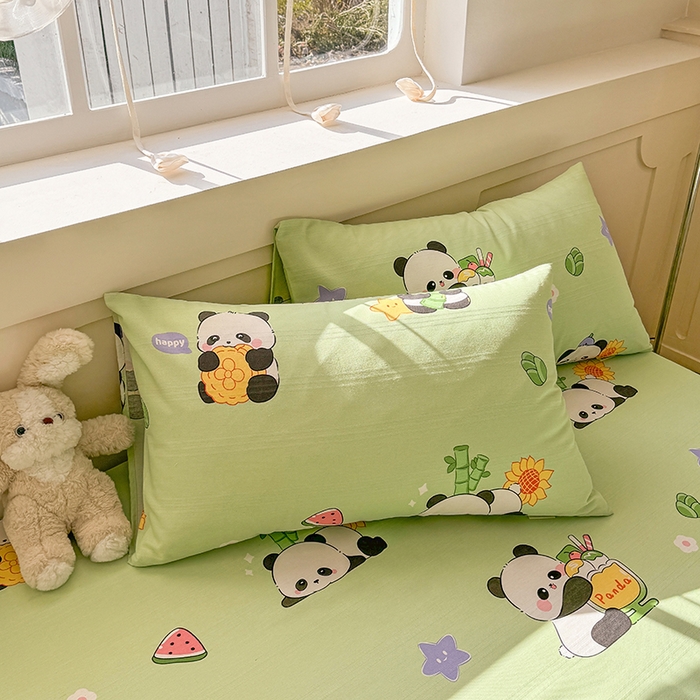 91家纺网 家纺一手货源 找家纺 爱彼家纺 2025新款原棉老粗布床单床单单件凉席席子 熊猫乐园