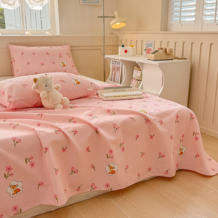 91家纺网 家纺一手货源 找家纺 爱彼家纺 2025新款原棉老粗布床单床单单件凉席席子 莓莓小鹿