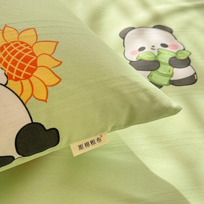 91家纺网 家纺一手货源 找家纺 爱彼家纺 2025新款原棉老粗布床单床单单件凉席席子 熊猫乐园