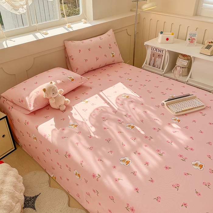 91家纺网 家纺一手货源 找家纺 爱彼家纺 2025新款原棉老粗布床单床单单件凉席席子 莓莓小鹿