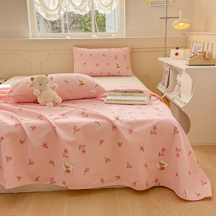 91家纺网 家纺一手货源 找家纺 爱彼家纺 2025新款原棉老粗布床单床单单件凉席席子 莓莓小鹿