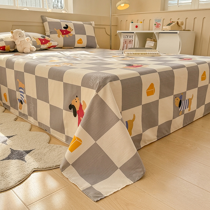 91家纺网 家纺一手货源 找家纺 爱彼家纺 2025新款原棉老粗布床单床单单件凉席席子 腊肠狗-灰