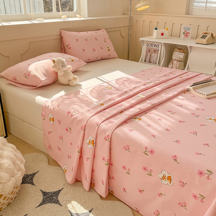 91家纺网 家纺一手货源 找家纺 爱彼家纺 2025新款原棉老粗布床单床单单件凉席席子 莓莓小鹿