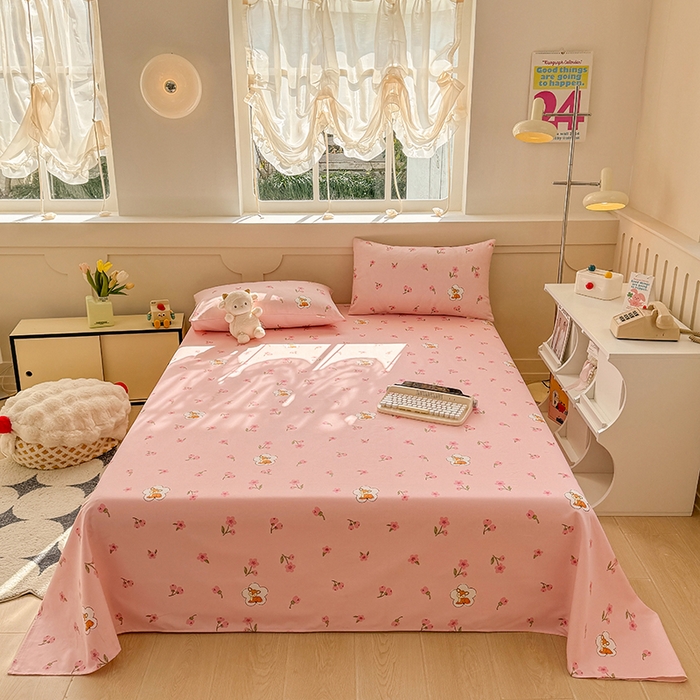 91家纺网 家纺一手货源 找家纺 爱彼家纺 2025新款原棉老粗布床单床单单件凉席席子 莓莓小鹿