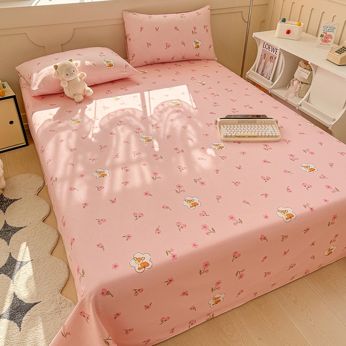 91家纺网 家纺一手货源 找家纺 爱彼家纺 2025新款原棉老粗布床单床单单件凉席席子 莓莓小鹿