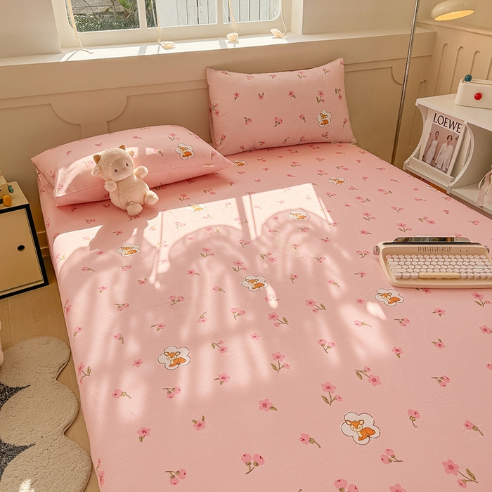 91家纺网 家纺一手货源 找家纺 爱彼家纺 2025新款原棉老粗布床单床单单件凉席席子 莓莓小鹿