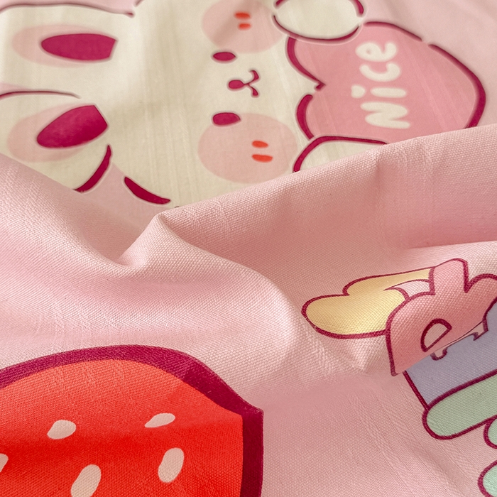 91家纺网 家纺一手货源 找家纺 爱彼家纺 2025新款原棉老粗布床单床单单件凉席席子 彩虹云兔