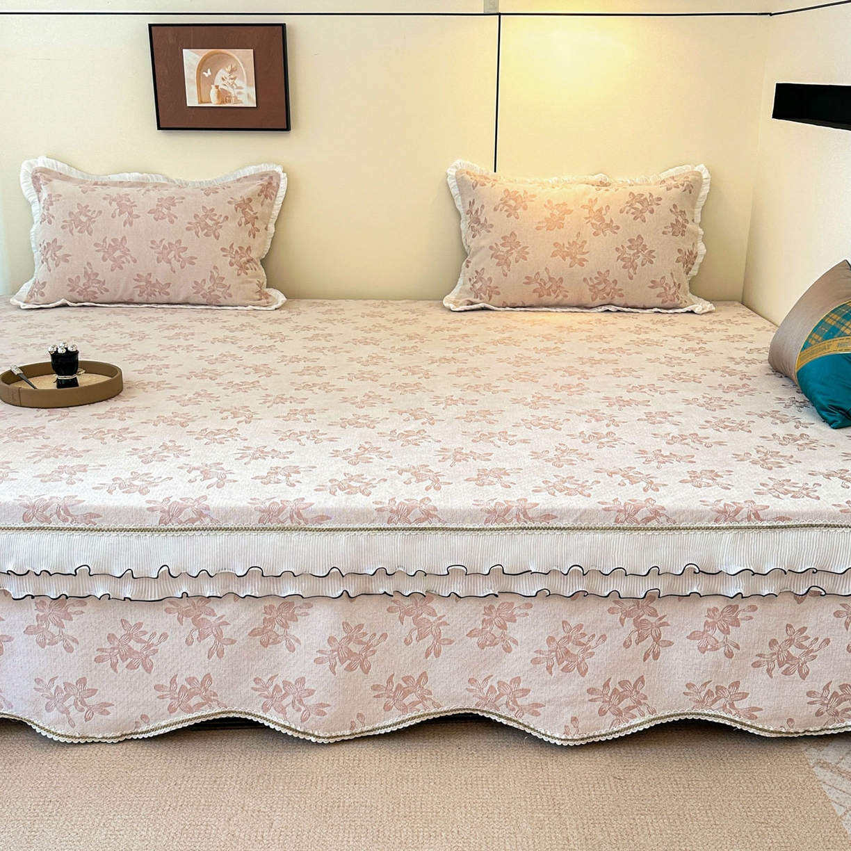 91家纺网 家纺一手货源 找家纺 手艺人家纺 2025新款雪尼尔复合炕盖XK3758-3760√ XK3758粉