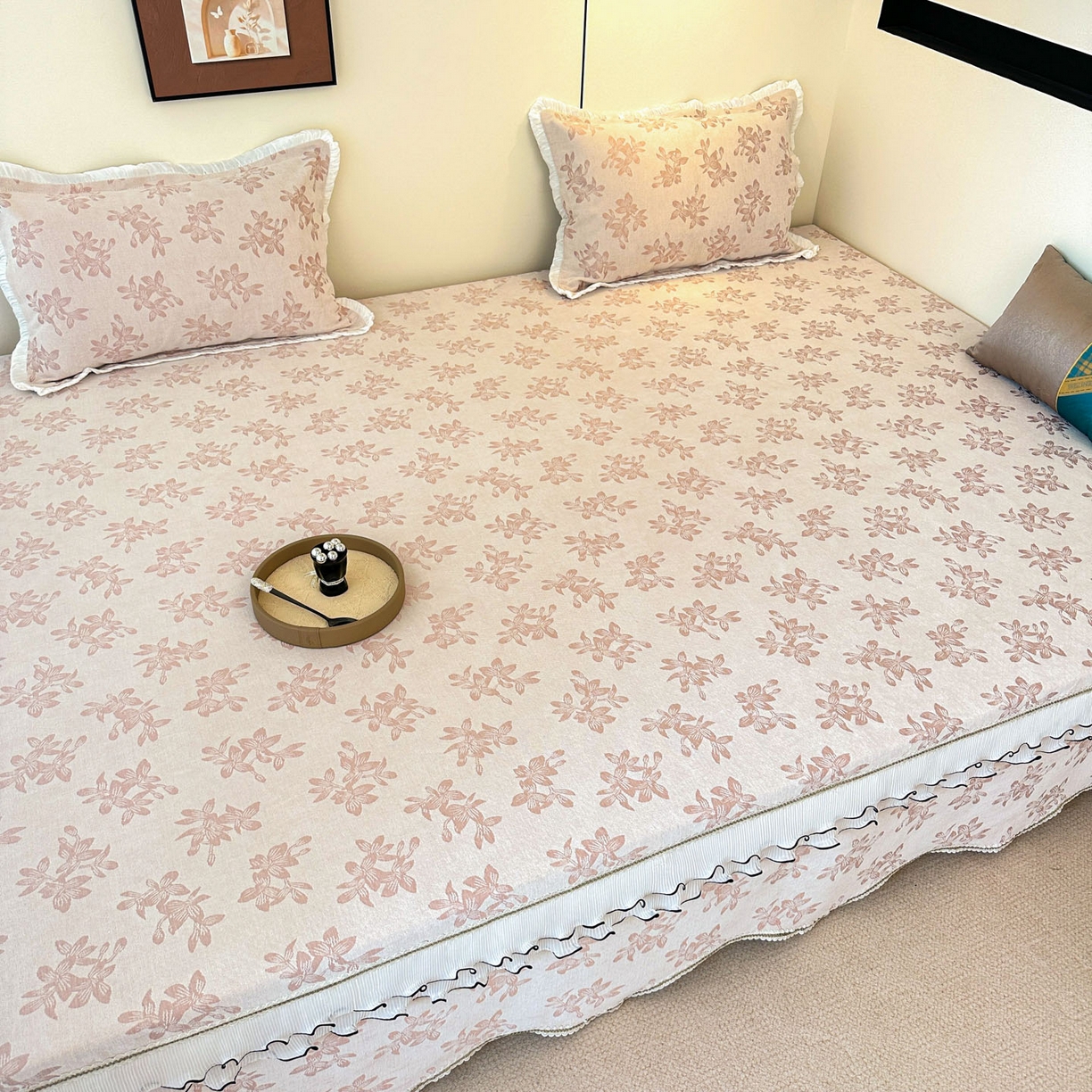 91家纺网 家纺一手货源 找家纺 手艺人家纺 2025新款雪尼尔复合炕盖XK3758-3760√ XK3758粉