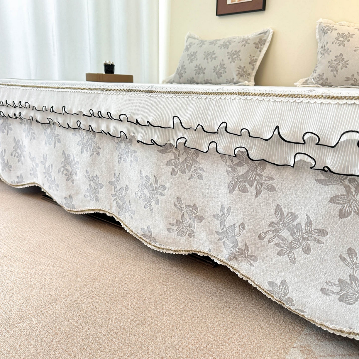 91家纺网 家纺一手货源 找家纺 手艺人家纺 2025新款雪尼尔复合炕盖XK3758-3760√ XK3758灰