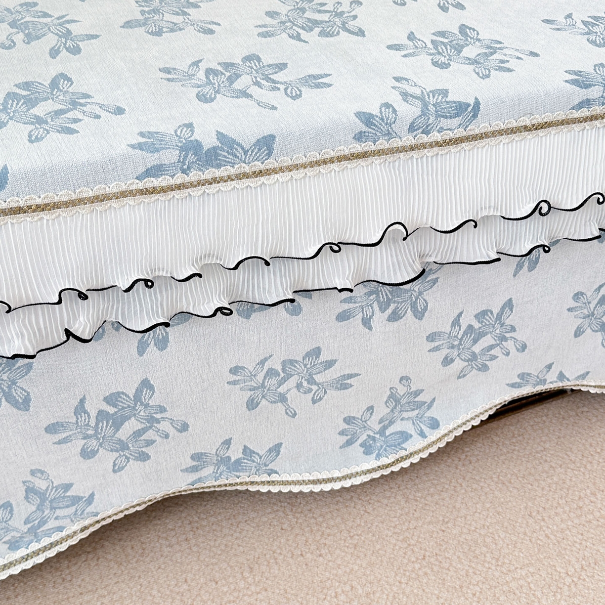 91家纺网 家纺一手货源 找家纺 手艺人家纺 2025新款雪尼尔复合炕盖XK3758-3760√ XK3758蓝