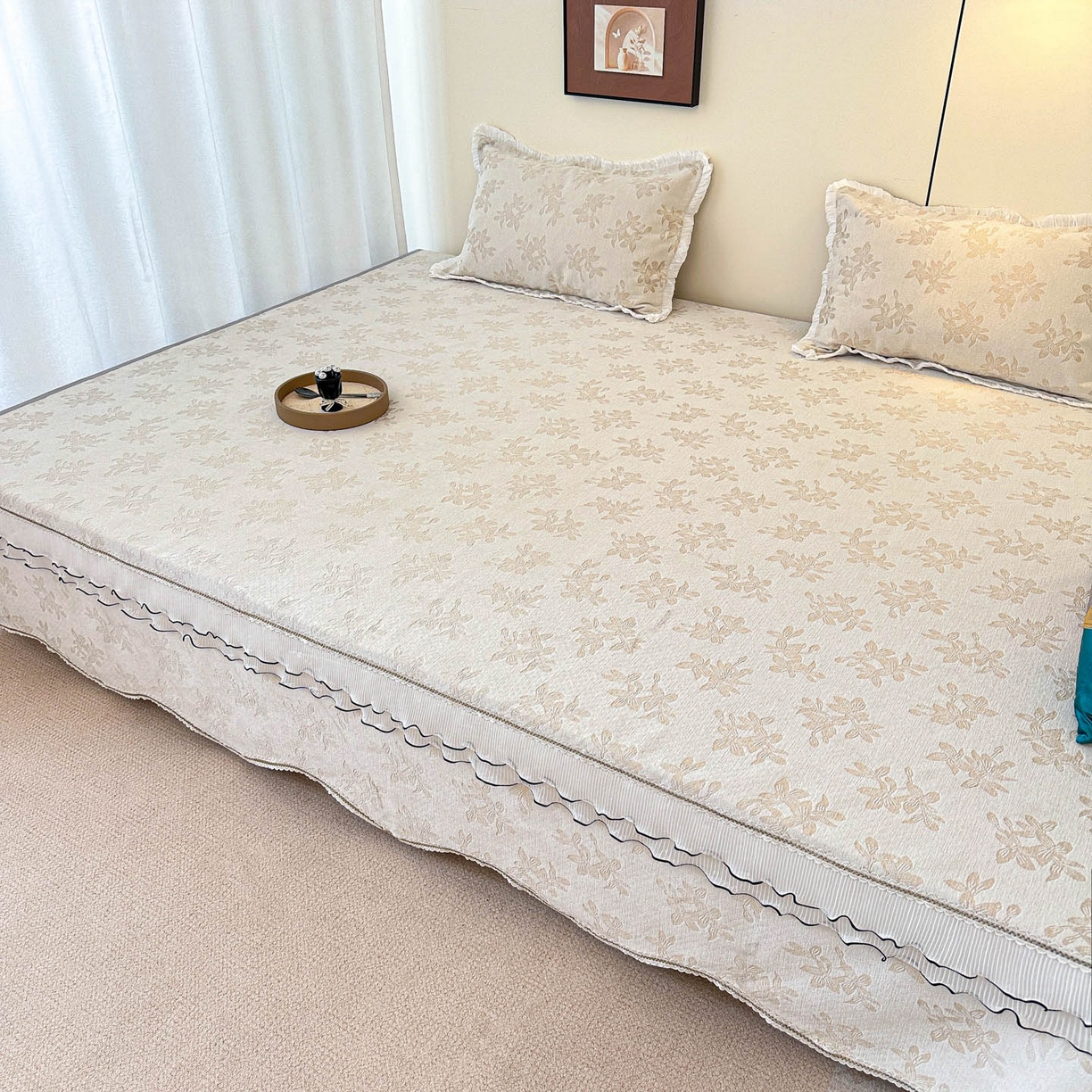 91家纺网 家纺一手货源 找家纺 手艺人家纺 2025新款雪尼尔复合炕盖XK3758-3760√ XK3758米