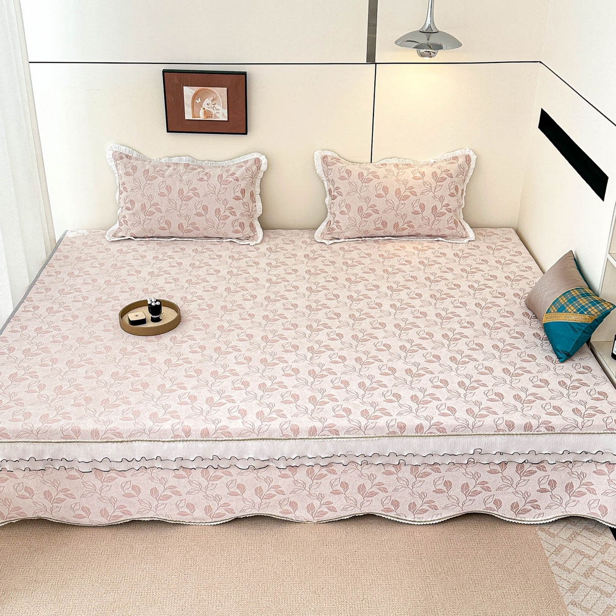 手艺人家纺 2025新款雪尼尔复合炕盖XK3758-3760√ XK3759粉