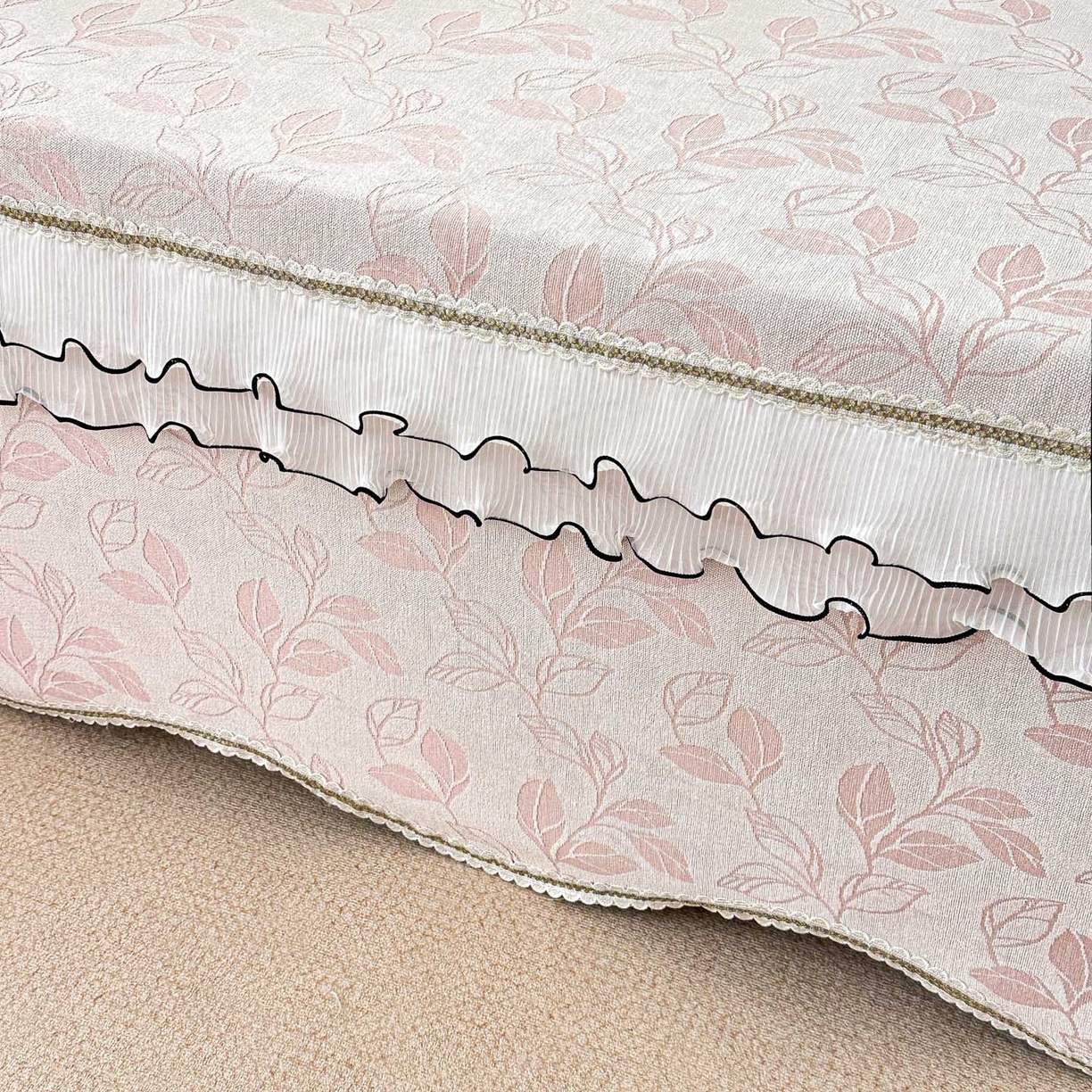 91家纺网 家纺一手货源 找家纺 手艺人家纺 2025新款雪尼尔复合炕盖XK3758-3760√ XK3759粉