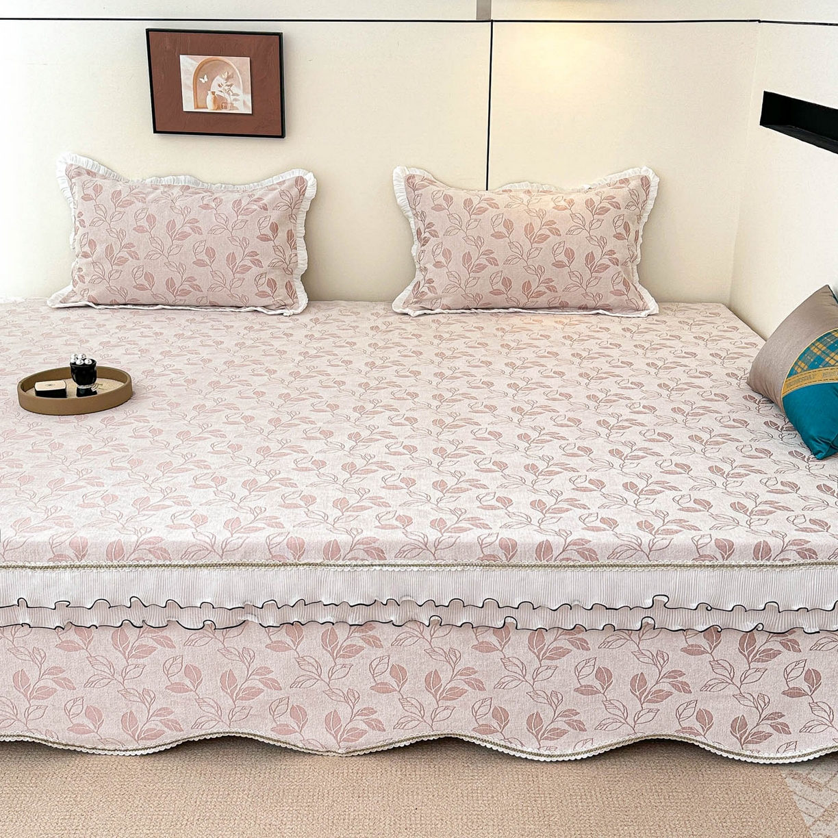 91家纺网 家纺一手货源 找家纺 手艺人家纺 2025新款雪尼尔复合炕盖XK3758-3760√ XK3759粉